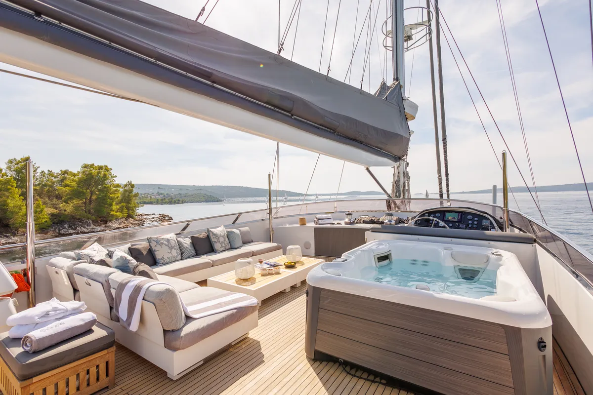 Deck of San Limi, a Gulet Motoryacht motor yacht at Split, Croatia