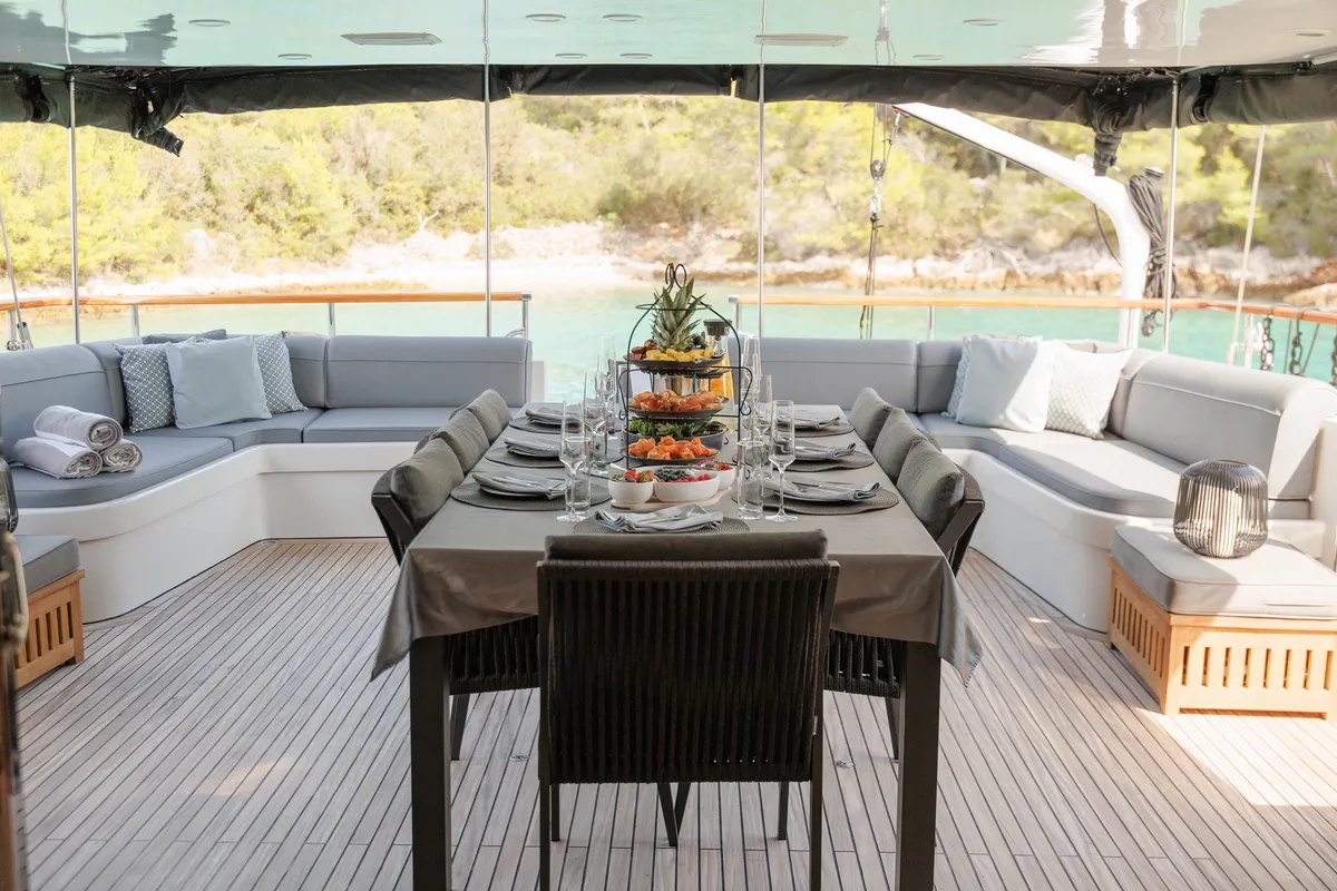 Deck of San Limi, a Gulet Motoryacht motor yacht at Split, Croatia