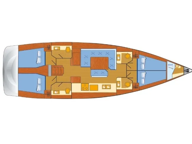 Floor plan of Alea, a Jeanneau Sun Odyssey 519 sailboat at Orbetello, Italy