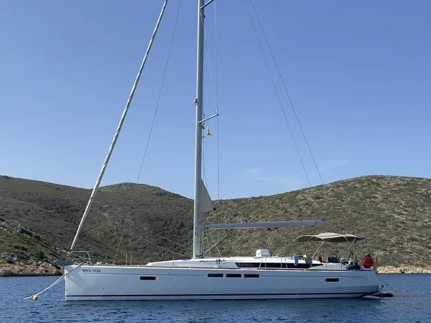 Exterior view of Alea, a Jeanneau Sun Odyssey 519 sailboat at Orbetello, Italy