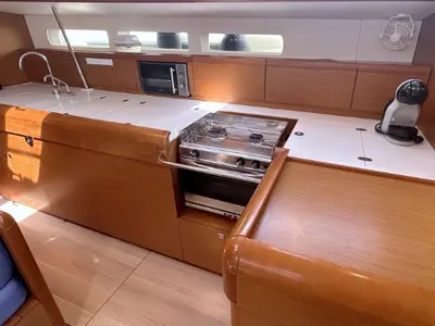 Galley of Alea, a Jeanneau Sun Odyssey 519 sailboat at Orbetello, Italy