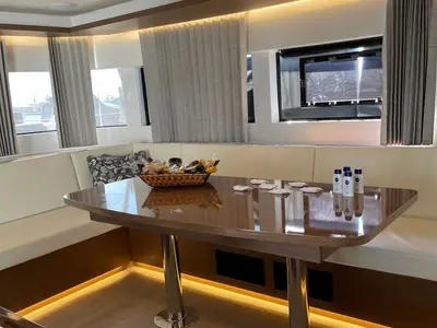 Salon of MINOS, a Lagoon 50 catamaran at Athens, Greece