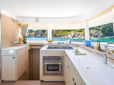 Galley of Calipso, a Lagoon 43 catamaran at Grosseto, Italy
