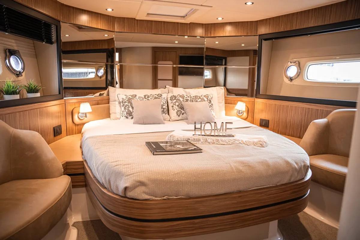 Cabin on Ciù Ciù, a Azimut Magellano 53 motor yacht at Naples, Italy