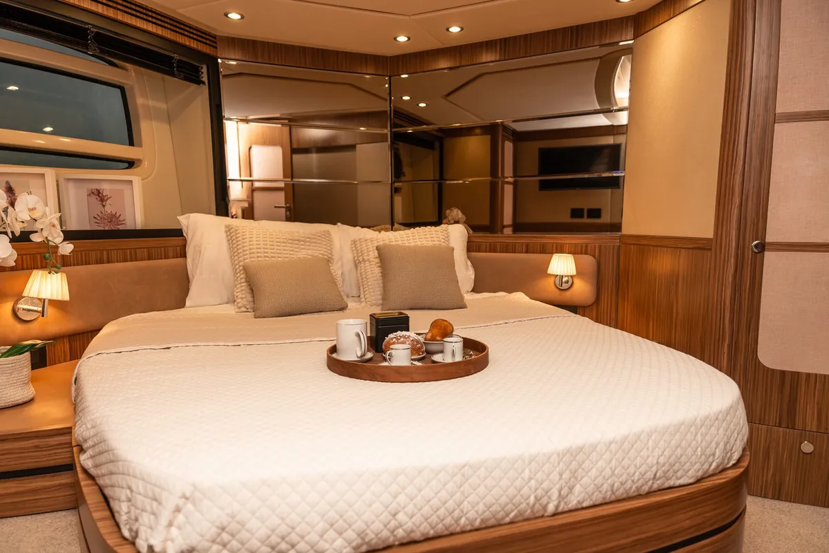 Cabin on Ciù Ciù, a Azimut Magellano 53 motor yacht at Naples, Italy