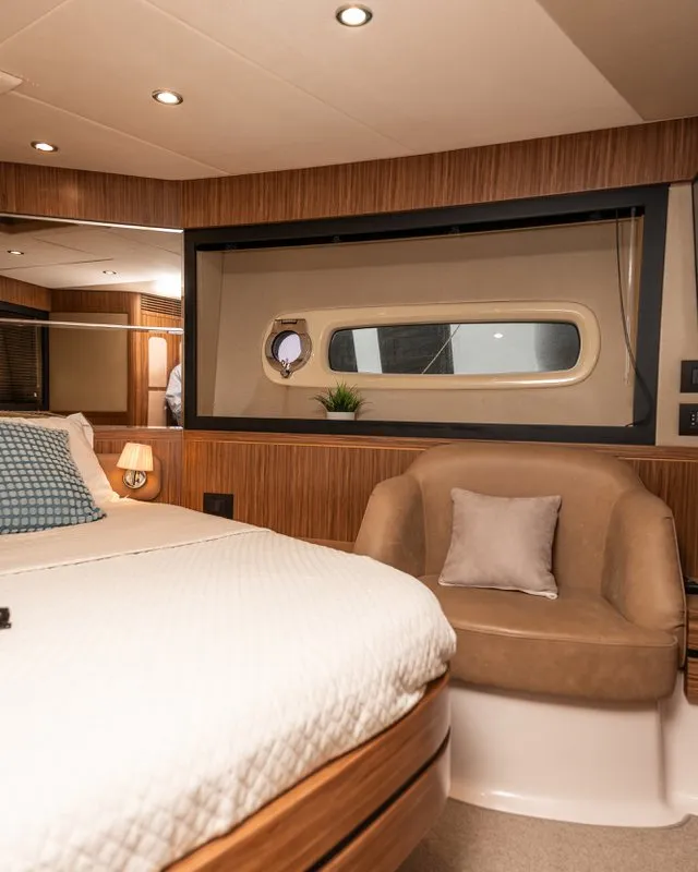 Cabin on Ciù Ciù, a Azimut Magellano 53 motor yacht at Naples, Italy