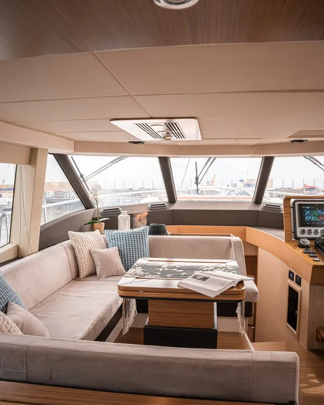 Cockpit of Ciù Ciù, a Azimut Magellano 53 motor yacht at Naples, Italy