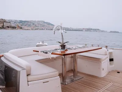 Salon of Ciù Ciù, a Azimut Magellano 53 motor yacht at Naples, Italy