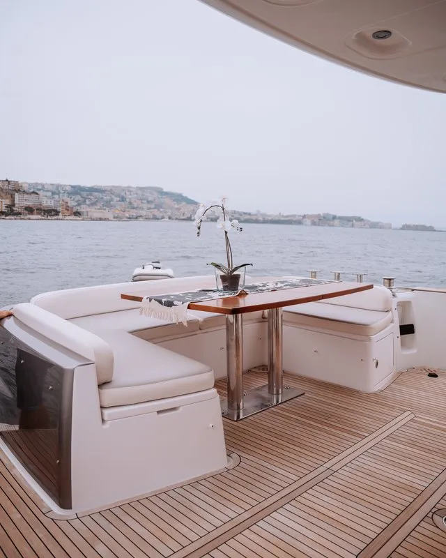 Salon of Ciù Ciù, a Azimut Magellano 53 motor yacht at Naples, Italy