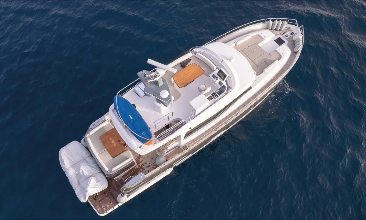 Exterior view of Ciù Ciù, a Azimut Magellano 53 motor yacht at Naples, Italy