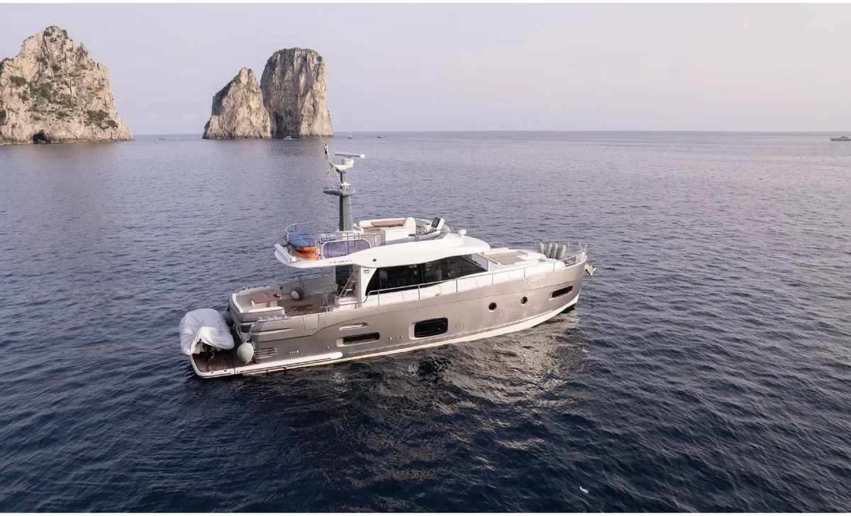 Exterior view of Ciù Ciù, a Azimut Magellano 53 motor yacht at Naples, Italy