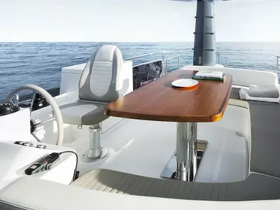 Deck of Ciù Ciù, a Azimut Magellano 53 motor yacht at Naples, Italy