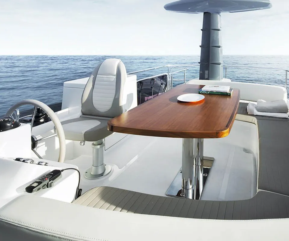 Deck of Ciù Ciù, a Azimut Magellano 53 motor yacht at Naples, Italy