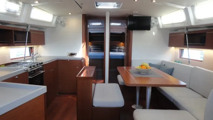Salon of Rabia, a Beneteau Oceanis 46.1 sailboat at Pula, Croatia