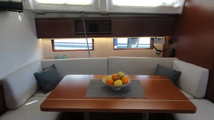 Salon of Rabia, a Beneteau Oceanis 46.1 sailboat at Pula, Croatia