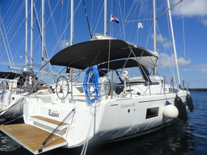 Exterior view of Rabia, a Beneteau Oceanis 46.1 sailboat at Pula, Croatia