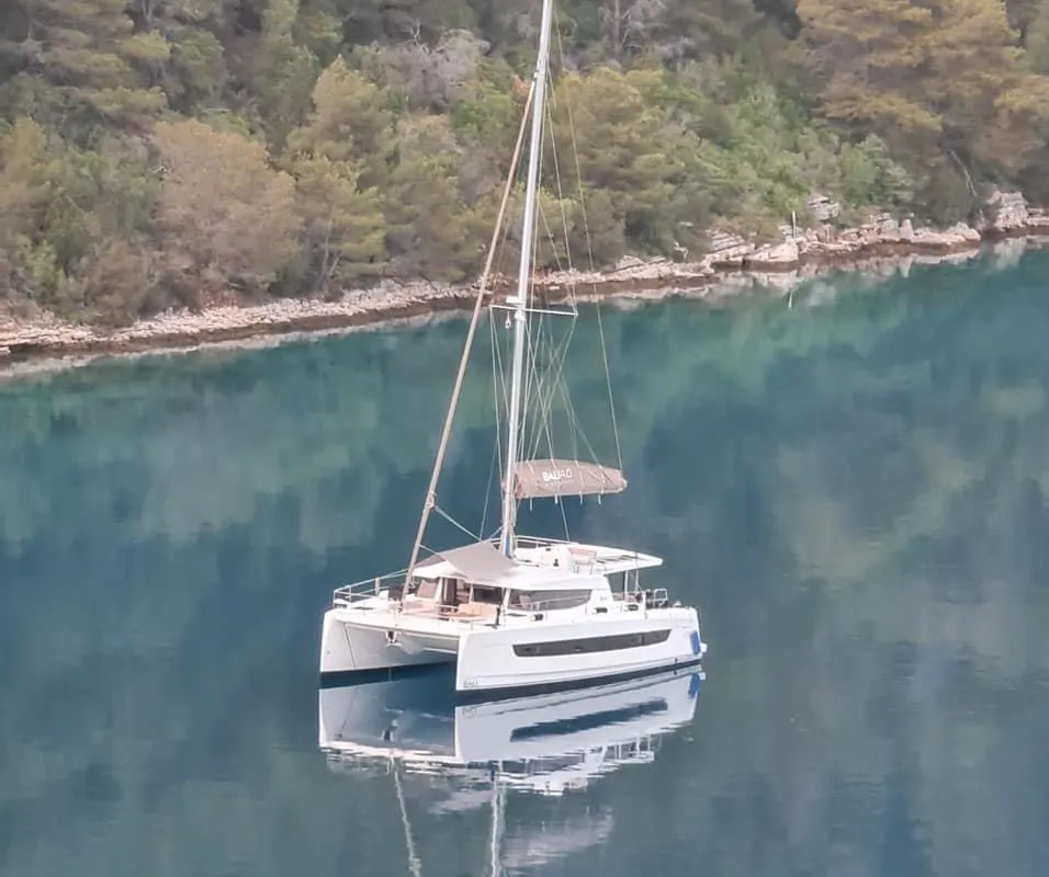 Exterior view of Standra, a Bali 4.6 catamaran at Municipal Unit of Lefkada, Greece