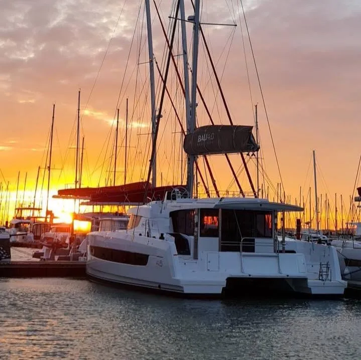 Exterior view of Standra, a Bali 4.6 catamaran at Municipal Unit of Lefkada, Greece