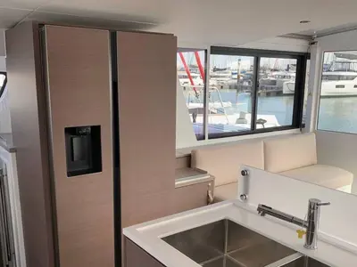 Galley of Standra, a Bali 4.6 catamaran at Municipal Unit of Lefkada, Greece