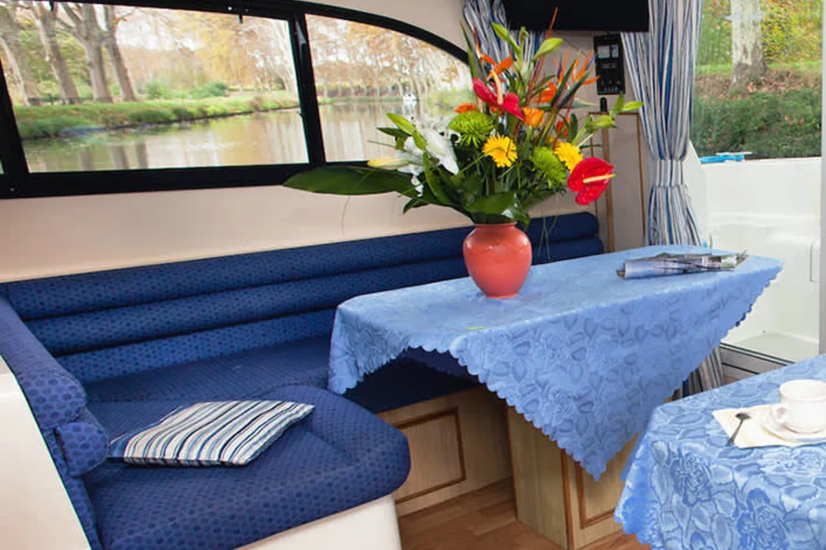 Salon of Cygnet Elegance, a motorboat at County Galway, Ireland