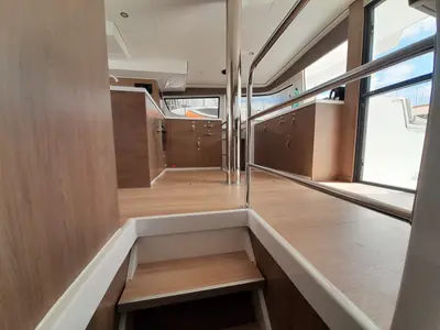 Salon of Atlantis, a Bali 4.6 catamaran at Athens, Greece