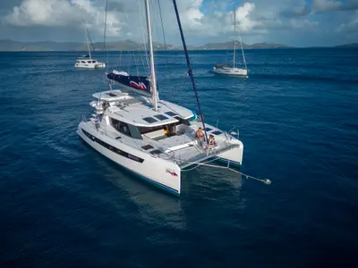 Exterior view of Moorings 4500L/10 Club, a Leopard 45 catamaran at Nassau, Bahamas
