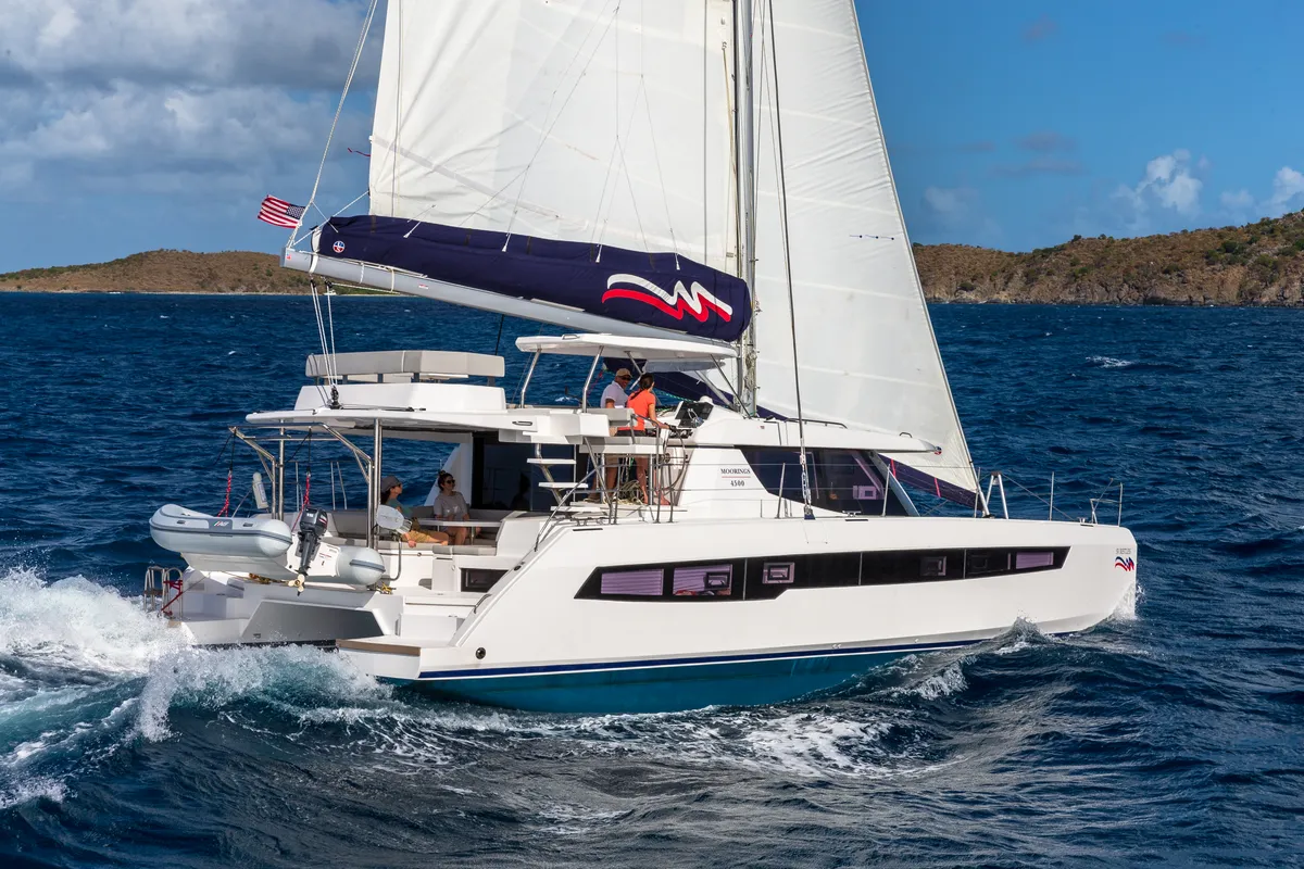 Exterior view of Moorings 4500L/10 Club, a Leopard 45 catamaran at Nassau, Bahamas