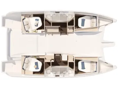 Floor plan of Marilena, a Fountaine Pajot FP 44 catamaran at Kontokali, Greece