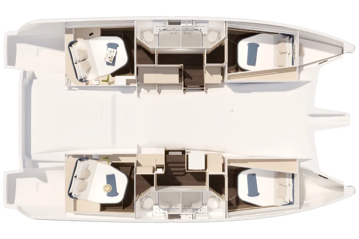 Floor plan of Marilena, a Fountaine Pajot FP 44 catamaran at Kontokali, Greece