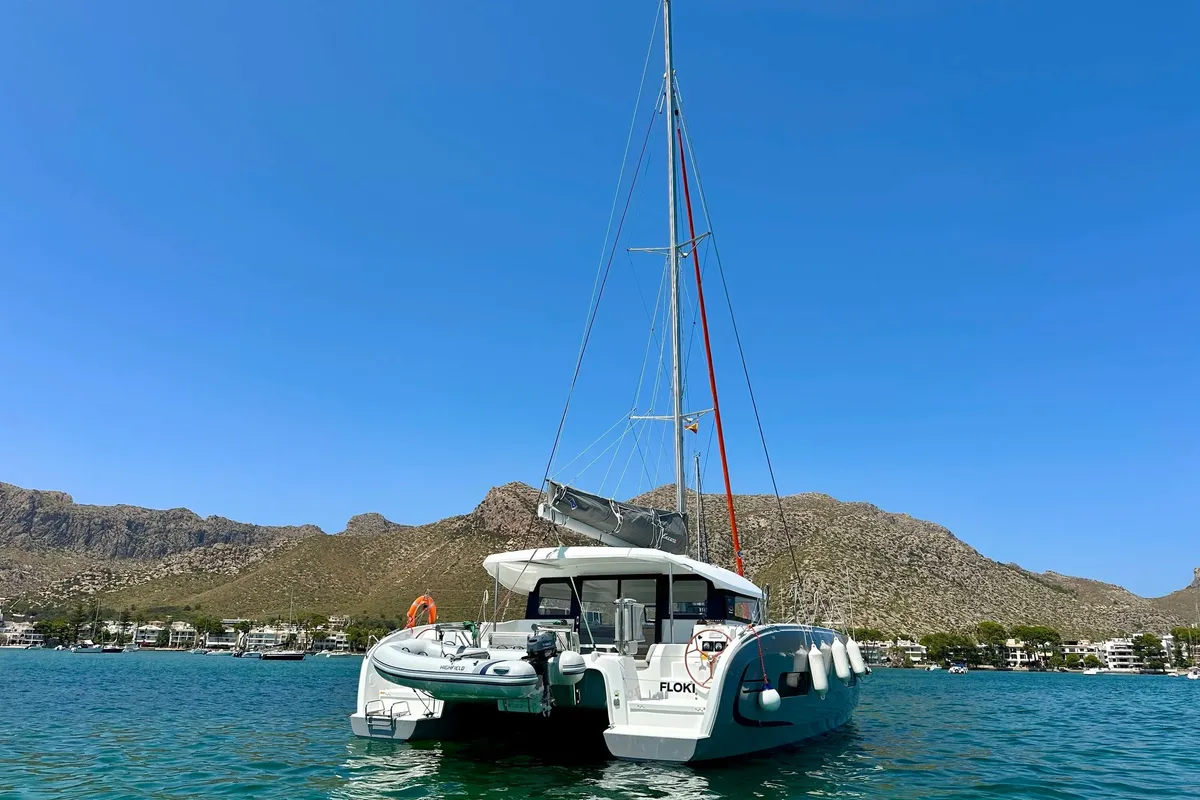FLOKI, a Excess 11 catamaran at Port de Pollença, Spain