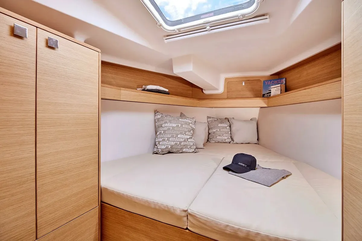 Cabin on Lipa, a Elan E4 sailboat at Punat, Croatia
