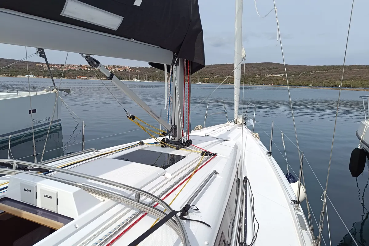 Deck of Lipa, a Elan E4 sailboat at Punat, Croatia