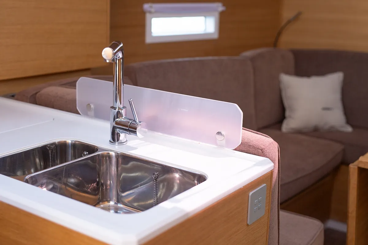 Galley of Lipa, a Elan E4 sailboat at Punat, Croatia