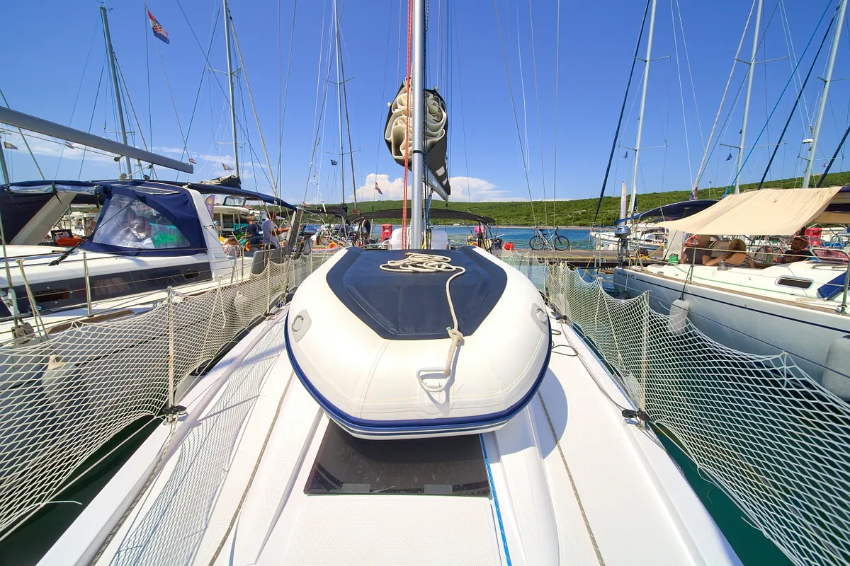 Deck of Lipa, a Elan E4 sailboat at Punat, Croatia