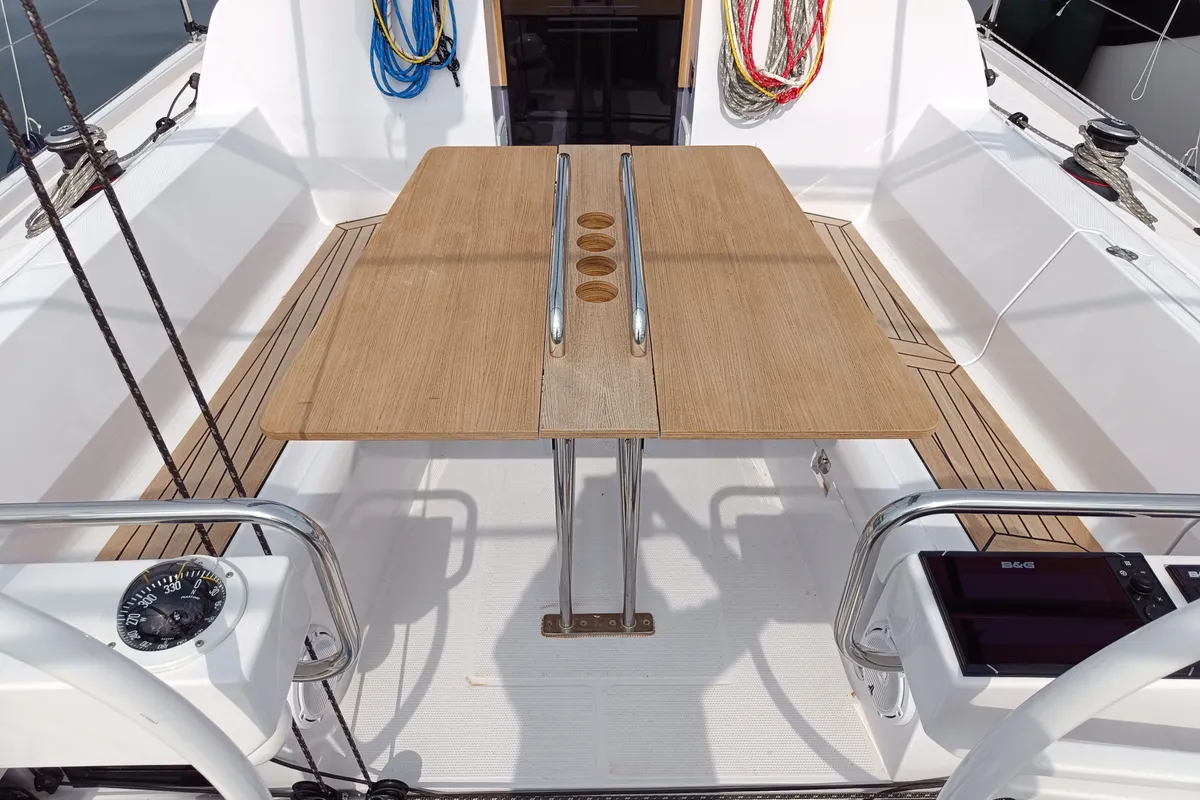 Deck of Lipa, a Elan E4 sailboat at Punat, Croatia