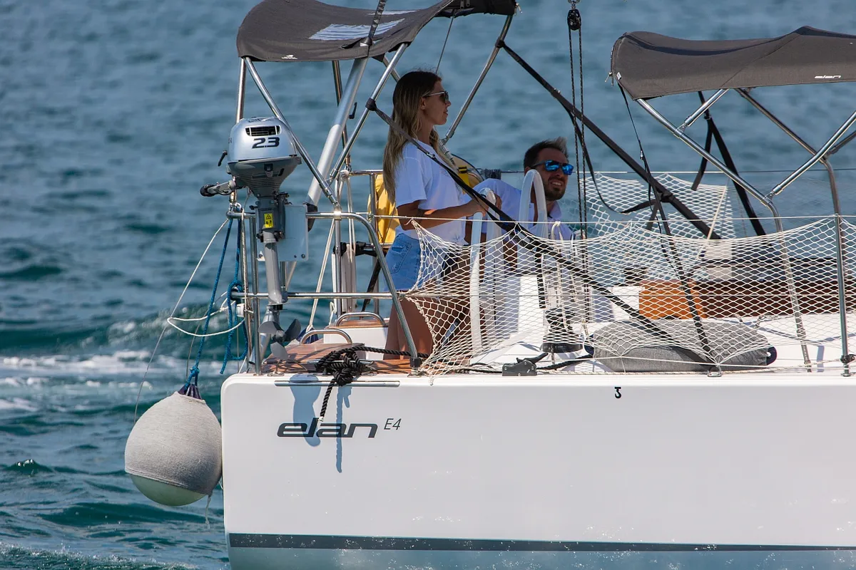 Exterior view of Lipa, a Elan E4 sailboat at Punat, Croatia
