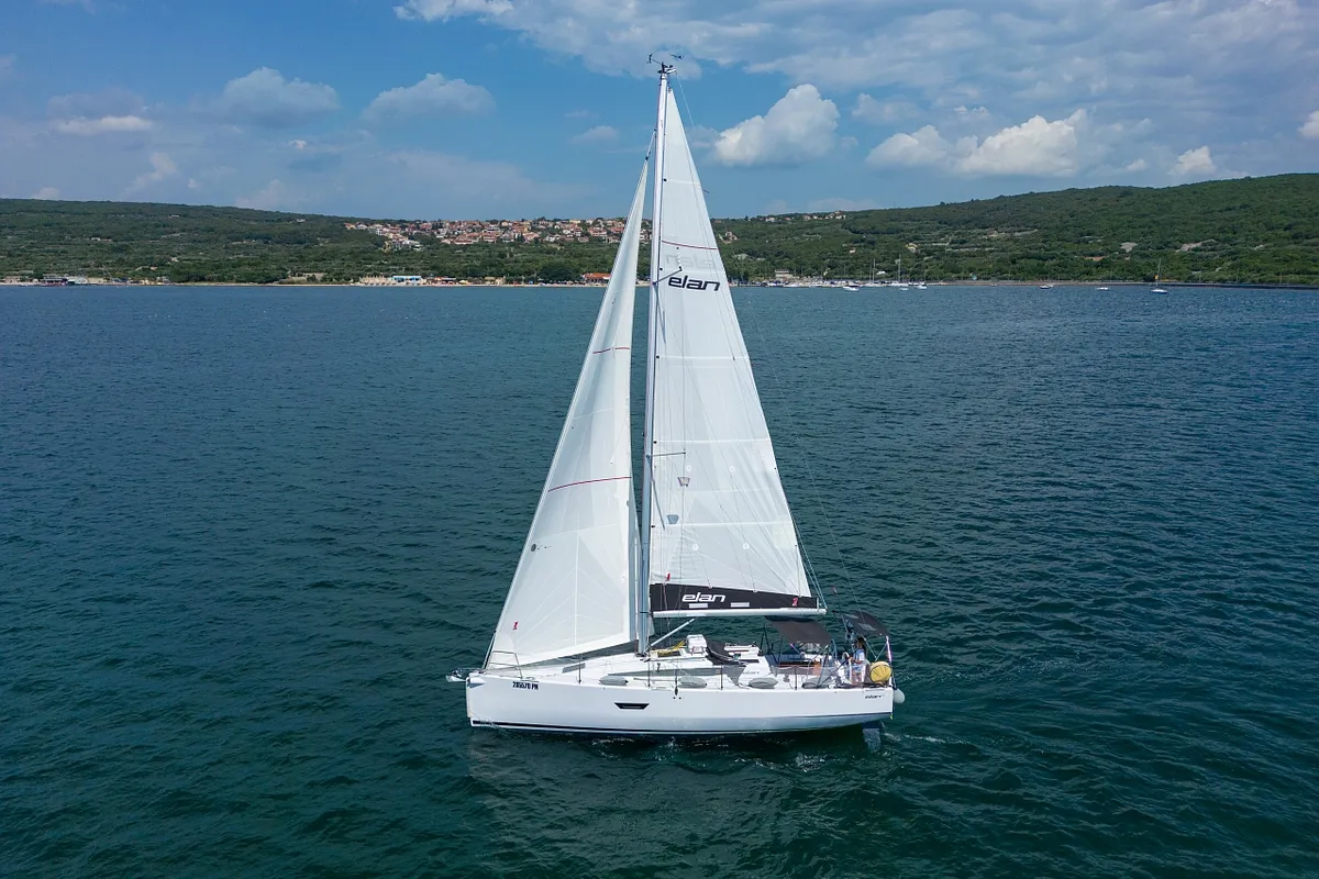 Exterior view of Lipa, a Elan E4 sailboat at Punat, Croatia