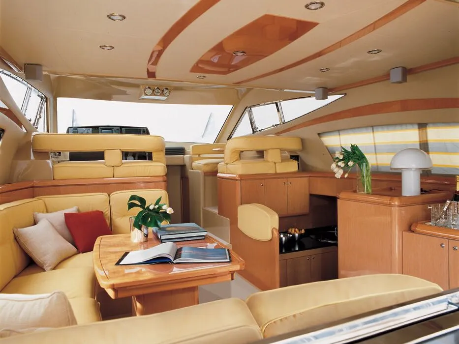Salon of Speranza, a Ferretti 460 motorboat at Panaji, India