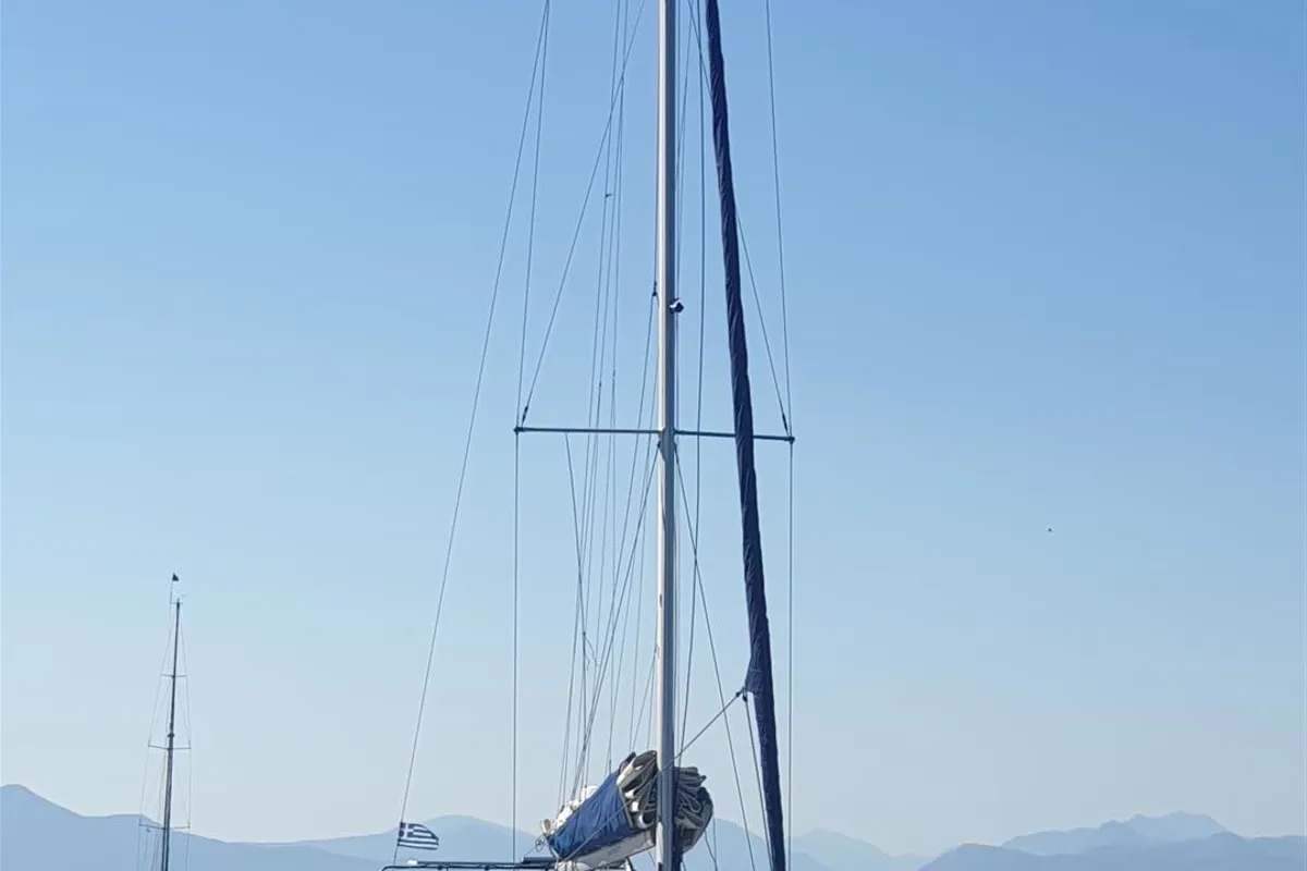 Exterior view of Twins, a Beneteau Oceanis 43 sailboat at Lavreotiki Municipal Unit, Greece