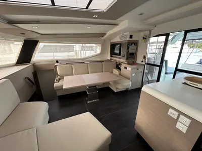 Salon of Amajen, a Fountaine Pajot Aura 51 catamaran at Chesapeake, United States
