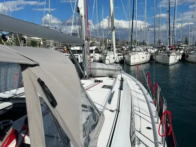Deck of Saiph, a Beneteau Oceanis 40.1 sailboat at Athens, Greece