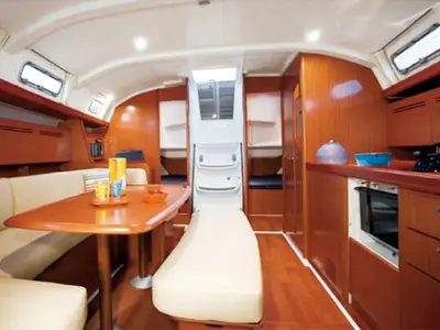 Salon of Orion II, a Beneteau Cyclades 43.4 sailboat at Volos, Greece