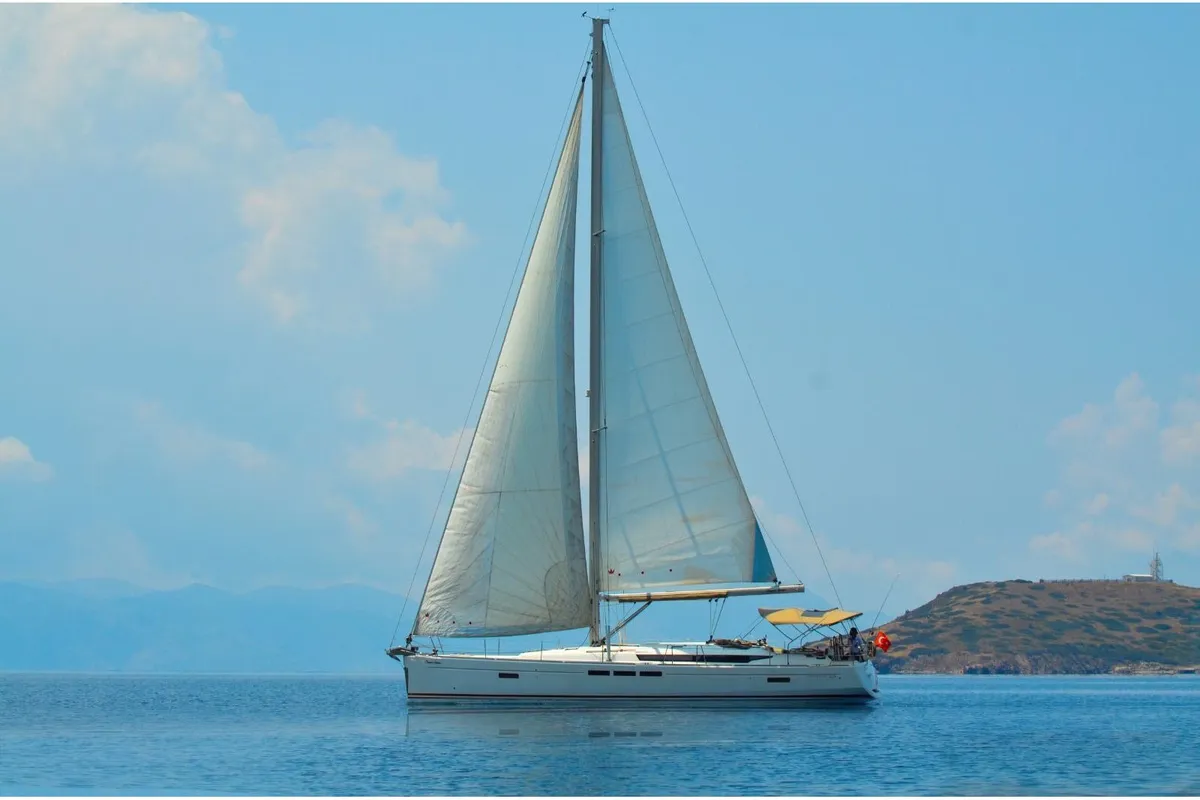 Exterior view of Ocean's Eleven, a Jeanneau Sun Odyssey 509 sailboat at Bodrum, Turkey