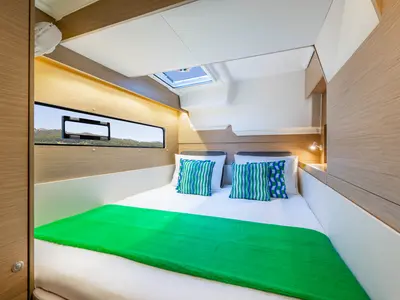 Cabin on WHISPERS, a Lagoon 38 catamaran at Ajaccio, France
