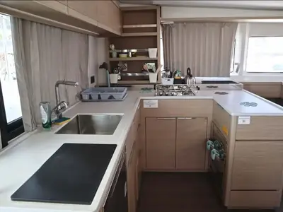 Galley of Lagoon 46, a catamaran at Athens, Greece
