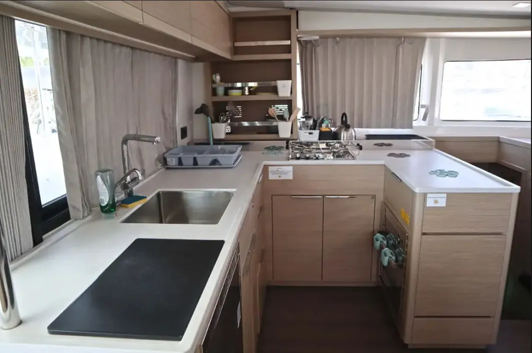 Galley of Lagoon 46, a catamaran at Athens, Greece