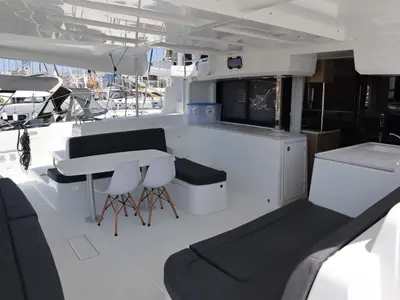 Deck of Lagoon 46, a catamaran at Athens, Greece