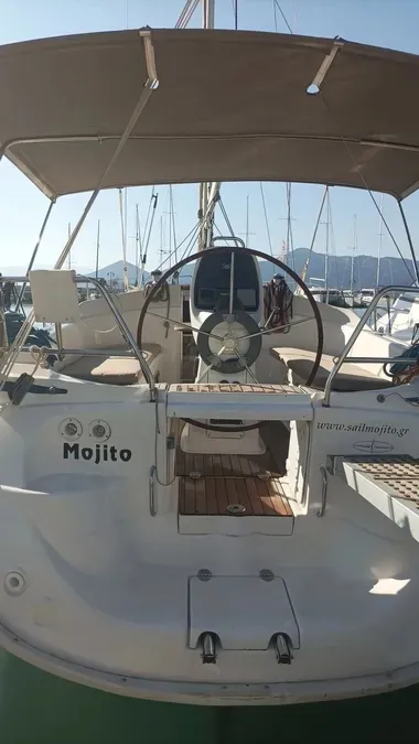 Cockpit of Mojito, a Bavaria 30 Cruiser sailboat at Municipal Unit of Palairos, Greece