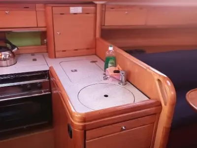 Galley of Mojito, a Bavaria 30 Cruiser sailboat at Municipal Unit of Palairos, Greece