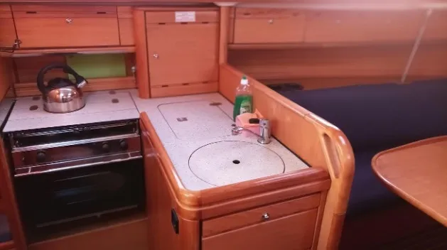 Galley of Mojito, a Bavaria 30 Cruiser sailboat at Municipal Unit of Palairos, Greece